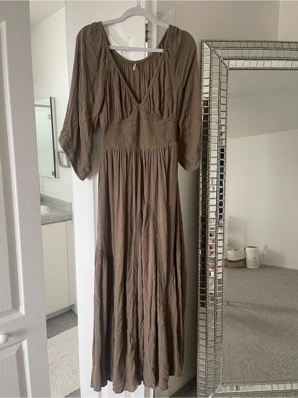 Free People Olive Maxi Dress with Smocked Waist